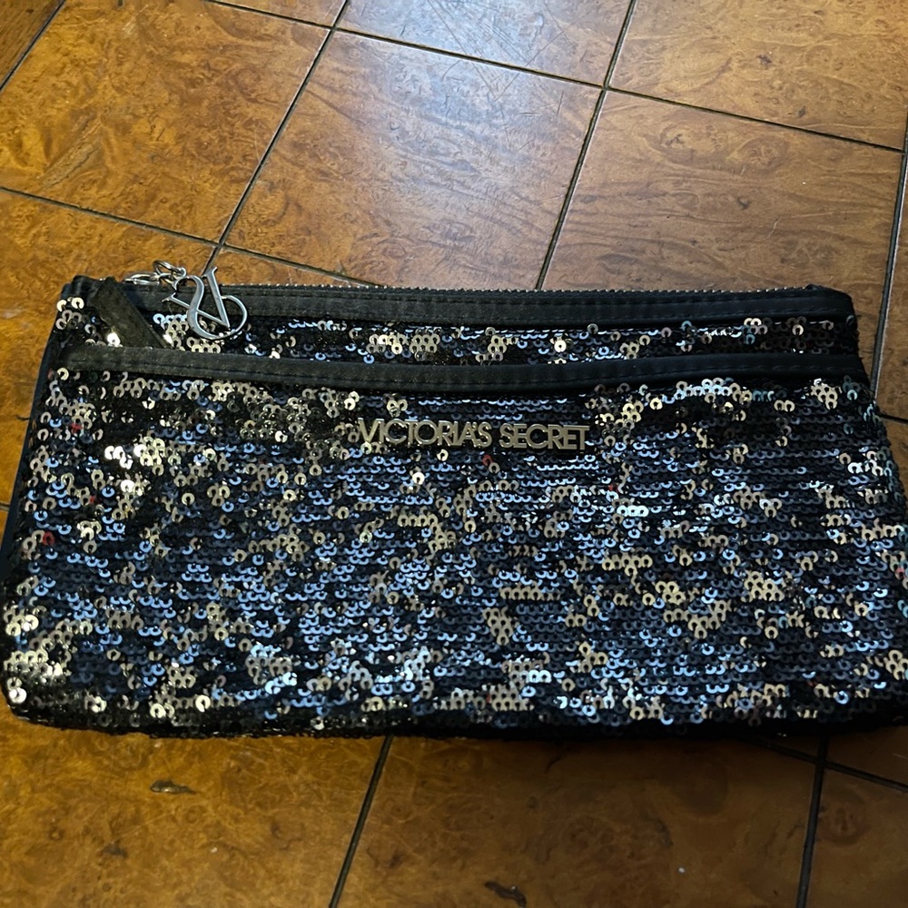 Victoria’s Secret Black Silver Sequin Clutch